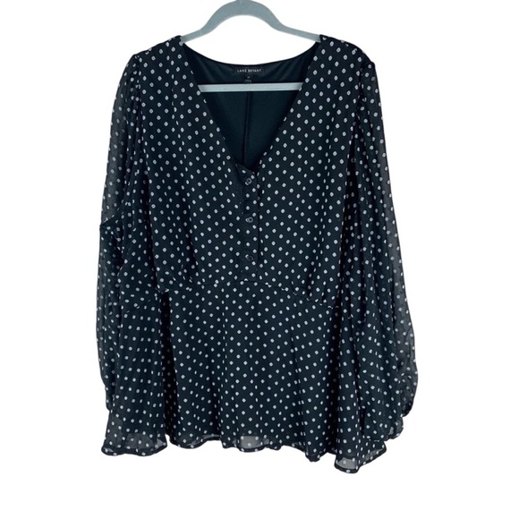 Lane Bryant Black & White Polka Dot Blouse size 22 - Picture 4 of 7